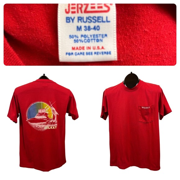 1980s Deep Sea Fishing Novelty T Shirt Single Stitch Jerzees / Men’s Small * - Picture 3 of 4